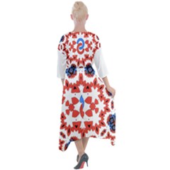 Quarter Sleeve Wrap Front Maxi Dress 