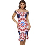 IM Fourth Dimension ADKPS Off Shoulder Ruffle Split Hem Bodycon Dress