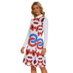 Long Sleeve Shirt Collar A-Line Dress 