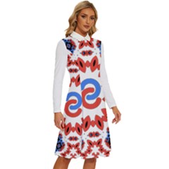 Long Sleeve Shirt Collar A-Line Dress 
