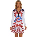IM Fourth Dimension ADKPS Long Sleeve Deep V Mini Dress 