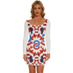 IM Fourth Dimension ADKPS Long Sleeve Square Neck Bodycon Velour Dress