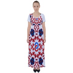 High Waist Short Sleeve Maxi Dress 