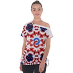  Im Fourth Dimension Adkps Strap Off Shoulder Tie-Up Tee