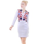  Im Fourth Dimension Adkps Strap Button Long Sleeve Dress