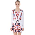  Im Fourth Dimension Adkps Strap V-neck Bodycon Long Sleeve Dress