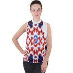  Im Fourth Dimension Adkps Strap Mock Neck Chiffon Sleeveless Top