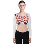  Im Fourth Dimension Adkps Strap Velvet Long Sleeve Crop Top