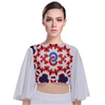  Im Fourth Dimension Adkps Strap Tie Back Butterfly Sleeve Chiffon Top
