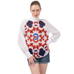High Neck Long Sleeve Chiffon Top 