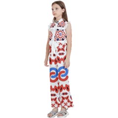 Kids  Sleeveless Ruffle Edge Band Collar Chiffon One Piece 