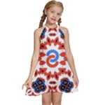  Im Fourth Dimension Adkps Strap Kids  Halter Collar Waist Tie Chiffon Dress