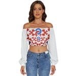  Im Fourth Dimension Adkps Strap Long Sleeve Crinkled Weave Crop Top