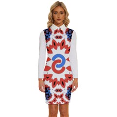 Long Sleeve Shirt Collar Bodycon Dress 