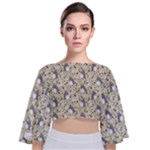 Pattern My Neighbor Totoro Tie Back Butterfly Sleeve Chiffon Top