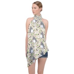 Halter Asymmetric Satin Top 