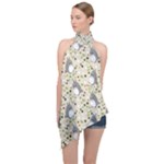 Pattern My Neighbor Totoro Halter Asymmetric Satin Top