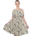 Pattern My Neighbor Totoro Cut Out Shoulders Chiffon Dress