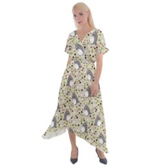 Cross Front Sharkbite Hem Maxi Dress 