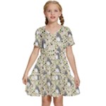 Pattern My Neighbor Totoro Kids  Short Sleeve Tiered Mini Dress