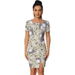 Pattern My Neighbor Totoro Fitted Knot Split End Bodycon Dress