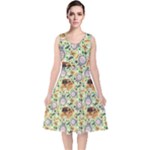 My Neighbor Totoro Pattern V-Neck Midi Sleeveless Dress 