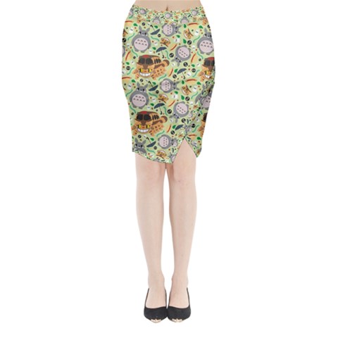 My Neighbor Totoro Pattern Midi Wrap Pencil Skirt from ArtsNow.com