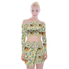 Off Shoulder Top with Mini Skirt Set 