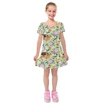 My Neighbor Totoro Pattern Kids  Short Sleeve Velvet Dress