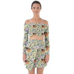 Off Shoulder Top with Skirt Set 