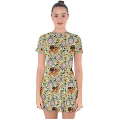 Drop Hem Mini Chiffon Dress 