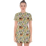 My Neighbor Totoro Pattern Drop Hem Mini Chiffon Dress