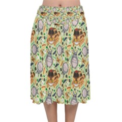 Velvet Flared Midi Skirt 