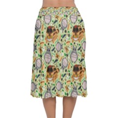 Velvet Flared Midi Skirt 