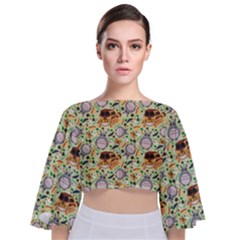 Tie Back Butterfly Sleeve Chiffon Top 