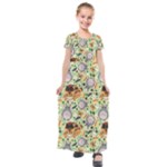 My Neighbor Totoro Pattern Kids  Short Sleeve Maxi Dress