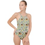 My Neighbor Totoro Pattern High Neck One Piece Swimsuit