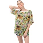 My Neighbor Totoro Pattern Oversized Chiffon Top