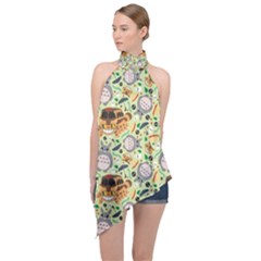 Halter Asymmetric Satin Top 