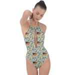 My Neighbor Totoro Pattern Plunge Cut Halter Swimsuit