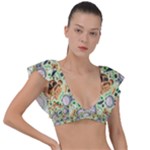 My Neighbor Totoro Pattern Plunge Frill Sleeve Bikini Top