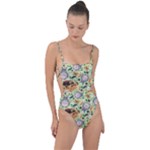 My Neighbor Totoro Pattern Tie Strap One Piece Swimsuit