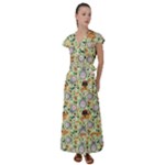 My Neighbor Totoro Pattern Flutter Sleeve Maxi Dress