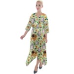 My Neighbor Totoro Pattern Quarter Sleeve Wrap Front Maxi Dress