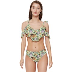 Ruffle Edge Tie Up Bikini Set	 