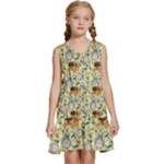 My Neighbor Totoro Pattern Kids  Sleeveless Tiered Mini Dress