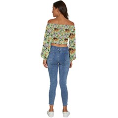 Long Sleeve Crinkled Weave Crop Top 
