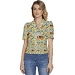 My Neighbor Totoro Pattern Puffed Short Sleeve Button Up Jacket
