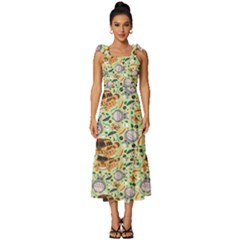 Tie-Strap Tiered Midi Chiffon Dress 