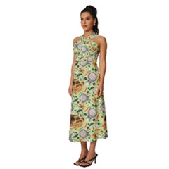 Sleeveless Cross Front Cocktail Midi Chiffon Dress 